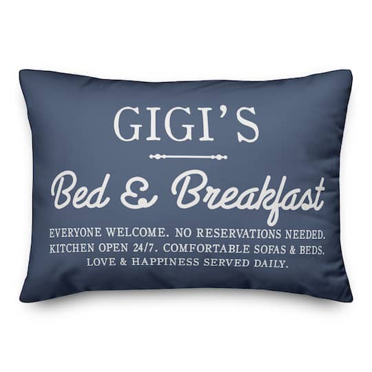 Gigi's Bed & Breakfast Navy Throw Pillow